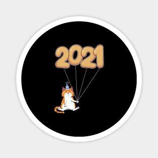 Happy New Year 2021 Cat Kitten New Year Eve Magnet